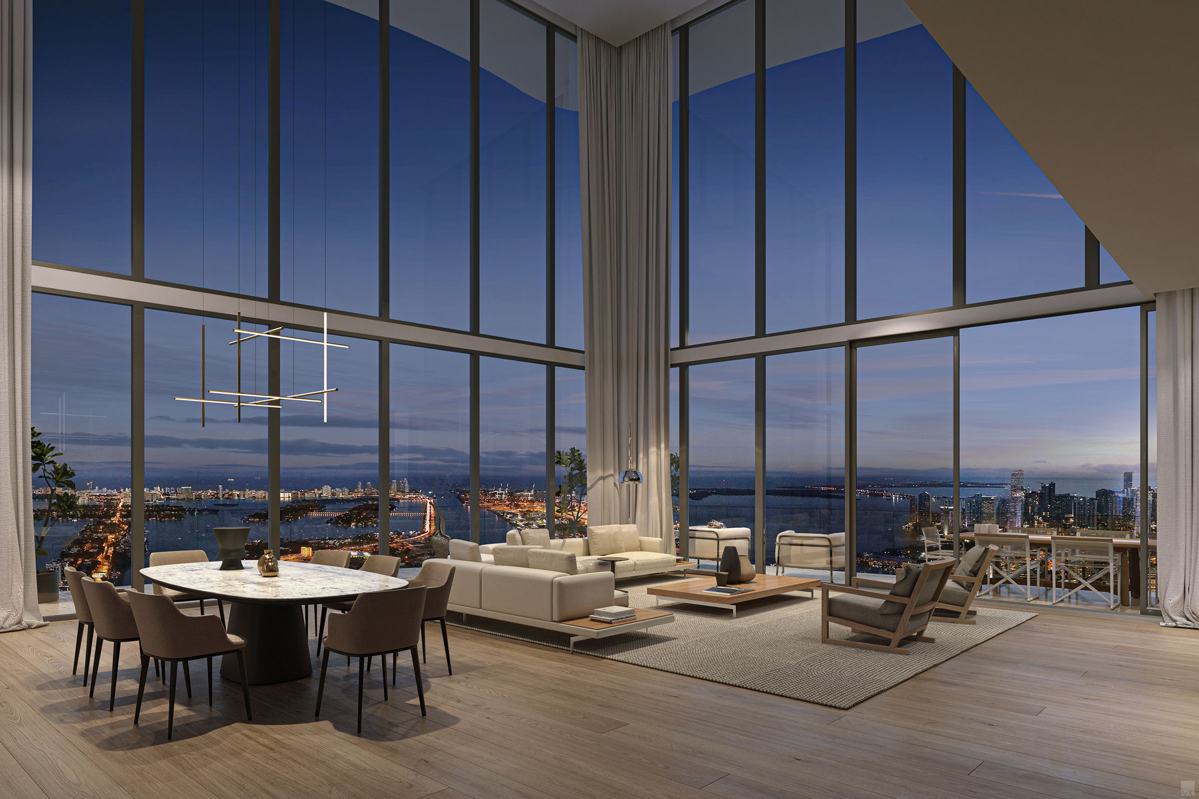 Rendering of Casa Bella Residences Penthouse Duplex Living Room