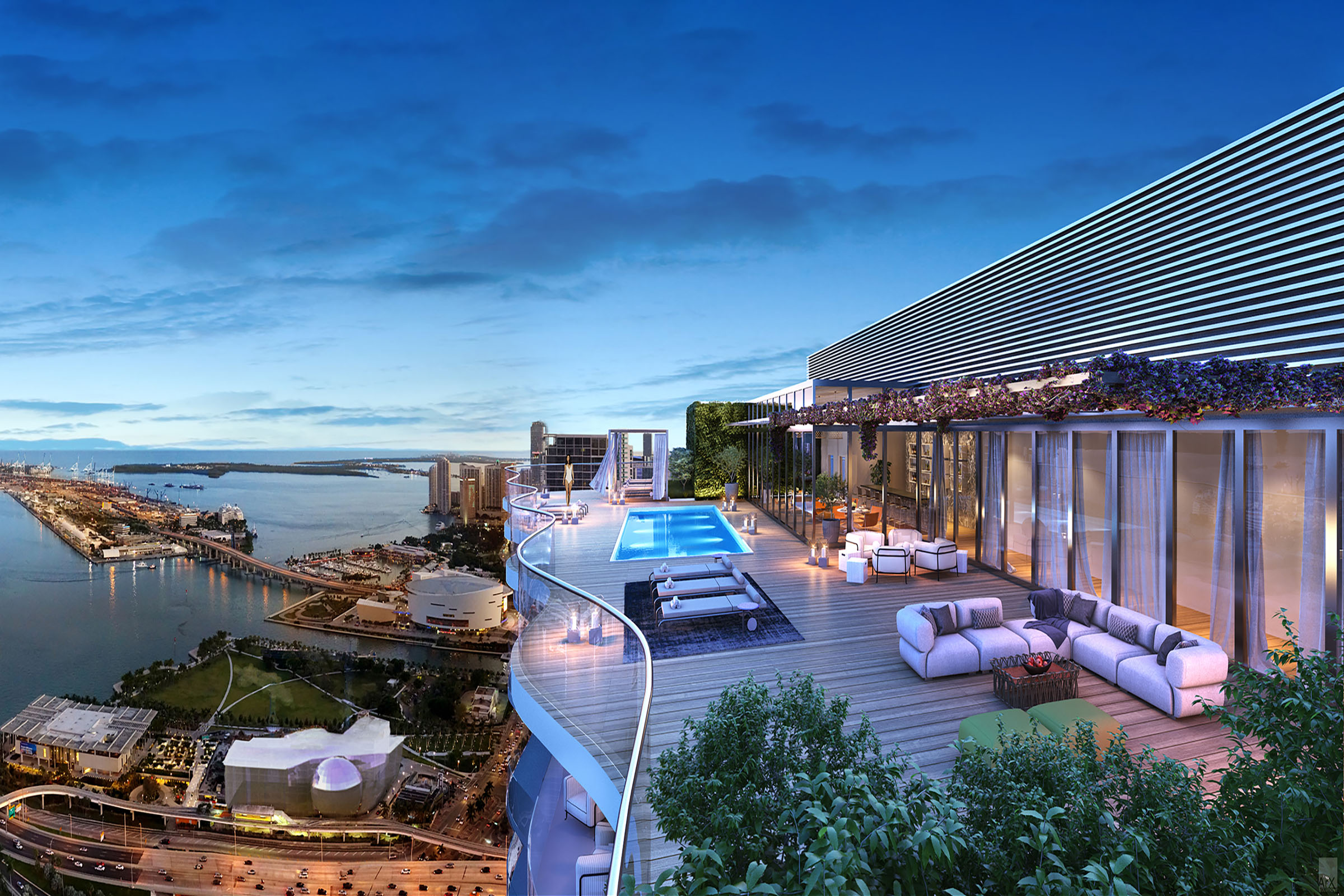 Rendering of Casa Bella Residences Rooftop Pool