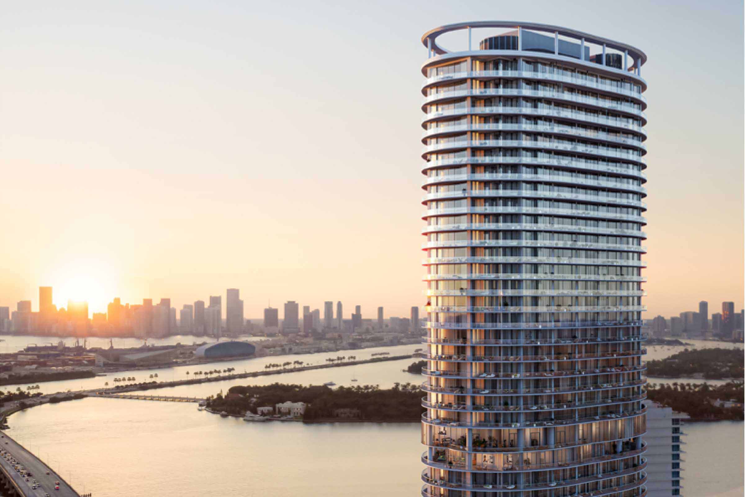 Rendering of Five Park Miami Beach Port of Miami View