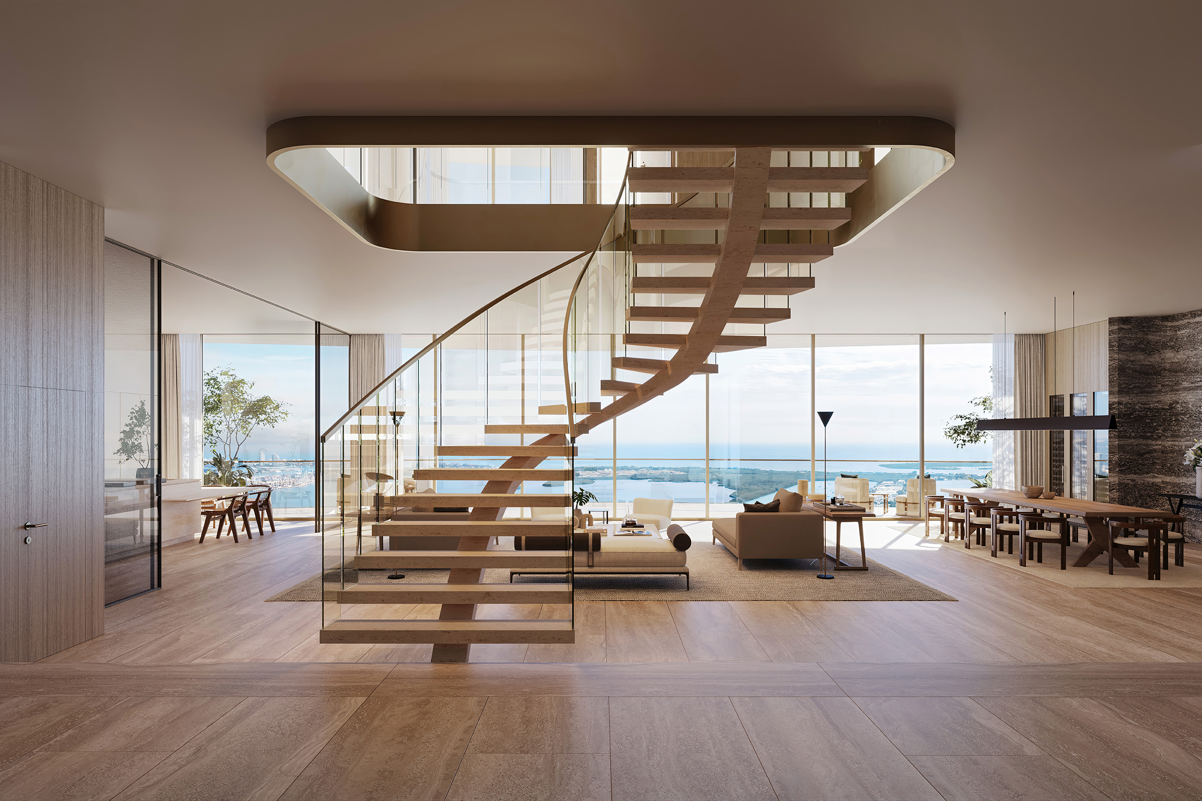 Rendering of The Residences at 1428 Brickell Living Room Staircase